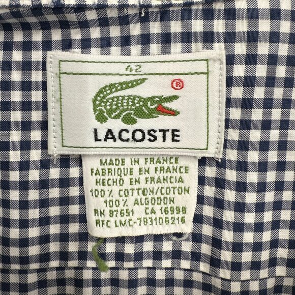 LACOSTE Men's Luxury Button Down Shirt Old Money Designer 100% Cotton Blue Sz 42 - Picture 4 of 9